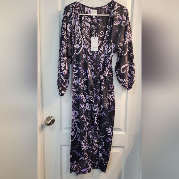 NWT MISA Los Angeles Sylvia Floral Wrap Midi Dress Size Small - Picture 6 of 8